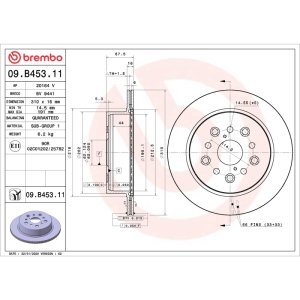 Lexus LS430 Brake Rotor (1) - Rear - Brembo OE - UV Coated - `01-`06